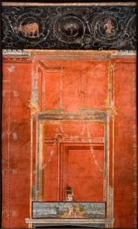 Wandgemälde Landschaft am Nil, Pompeji, Isis-Tempel, Portikus, Archäologisches Museum von Neapel