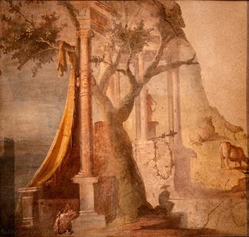 Wandgemälde Heilige Tür und Velum, Pompeji, Isis-Tempel, Archäologisches Museum von Neapel