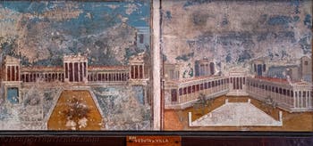 Wandgemälde Portiken, Gärten und Villen, Pompeji, Archäologisches Museum von Neapel