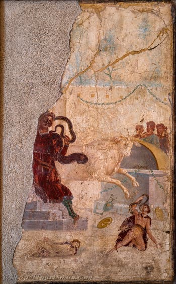Wandgemälde Laokoon und seine Söhne, Pompeji, Casa di Laocoonte, Archäologisches Museum von Neapel