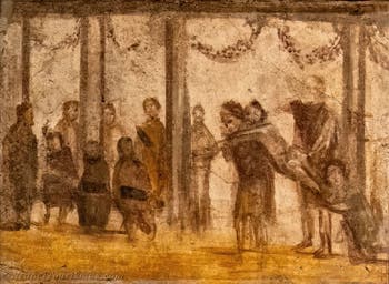 Fresko Bestrafung eines Schülers, Pompeji, Praedia di Giulia Felice, Archäologisches Museum Neapel