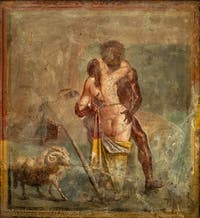 Die Liebesgeschichte von Polyphem und Galateia, Casa Capitelli Colorati, Pompeji, Archäologisches Museum von Neapel in Italien