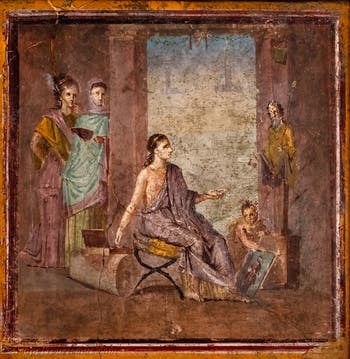 Fresko Malerin, Pompeji, Casa del Chirurgo, Archäologisches Museum Neapel