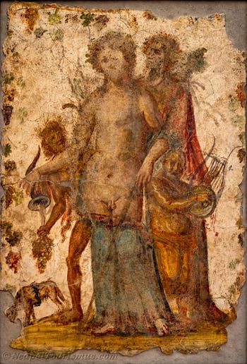 Fresko Dionysos und eine Mänade, Pompeji, Archäologisches Museum Neapel