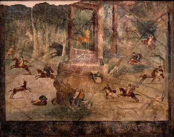 Fresko Das Massaker der Niobiden, Pompeji, Casa del Marinaio, Archäologisches Museum Neapel