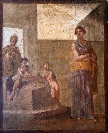 Wandgemälde, Medea und ihre Kinder, Casa dei Dioskuren, Pompeji, Archäologisches Museum von Neapel