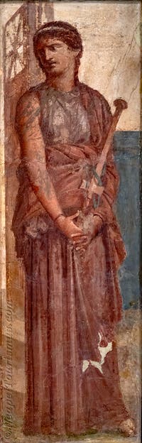 Fresko, Medea mit ihrem Schwert sinniert über den Tod ihrer Kinder, Augusteum, Herculaneum, Archäologisches Museum von Neapel