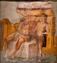 Fresko Musikunterricht des Marsyas durch Olympos, Herculaneum, Augsteum, Archäologisches Museum Neapel