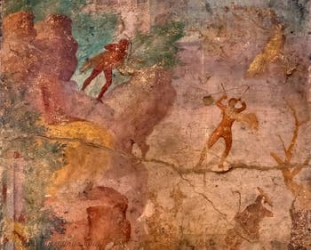 Fresko Der Mythos von Marsyas, Pompeji, Casa della Regina Margherita, Archäologisches Museum Neapel