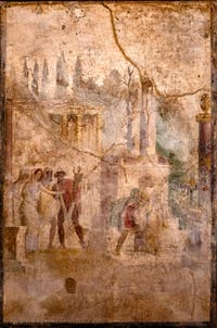 Wandgemälde Odysseus stiehlt das Palladium, Pompeji, II 6, Triclino, Archäologisches Museum von Neapel