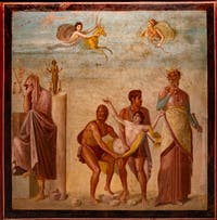 Fresko Das Opfer der Iphigenie, Pompeji, Casa del Poeta Tragico, Archäologisches Museum Neapel