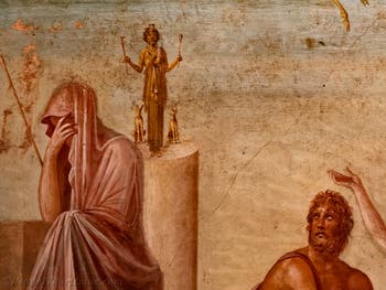 Fresko Das Opfer der Iphigenie, Pompeji, Casa del Poeta Tragico, Archäologisches Museum Neapel