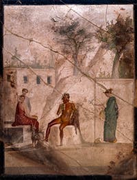Fresko Pan und die Nymphen, Pompeji, Casa di Giasone, Archäologisches Museum Neapel