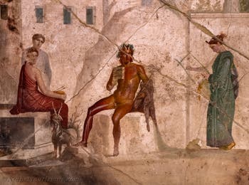Fresko Pan und die Nymphen, Pompeji, Casa di Giasone, Archäologisches Museum Neapel