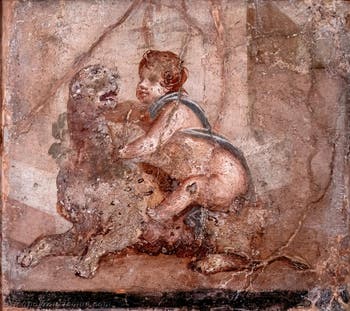 Fresko Dionysos als Kind mit Panther, Pompeji, Archäologisches Museum Neapel