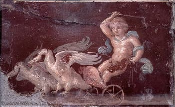 Fresko Amor auf einem Wagen, Pompeji, Archäologisches Museum Neapel