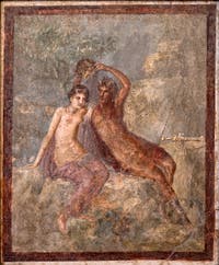 Fresko Perseus hebt den Kopf der Medusa und Andromeda, Pompeji, Casa della Saffo, Archäologisches Museum Neapel
