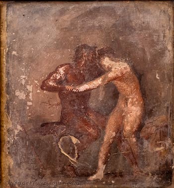 Satyr und Hermaphroditos, Herculaneum, Erotisches Kabinett, Archäologisches Museum Neapel
