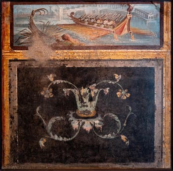 Wandgemälde Seeschlacht, Pompeji, Isis-Tempel, Archäologisches Museum von Neapel