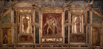 Hermes-Fresko, Satyrn und Nymphen, Pompeji, Casa di Meleagro, Archäologisches Museum von Neapel