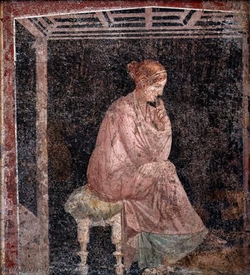 Fresko Sitzende und meditierende Frau, Stabiae, Villa di Ariadne, Archäologisches Museum Neapel