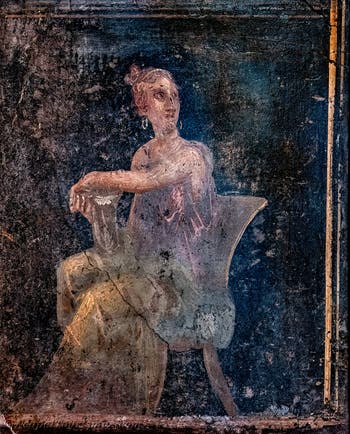 Fresko „Sitzende Frau mit Silbervase“, Stabiae, Villa di Ariadne, Archäologisches Museum Neapel