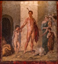 Wandgemälde Theseus, Befreier der Athener, Pompeji, Casa di Gavius Rufus, Archäologisches Museum von Neapel