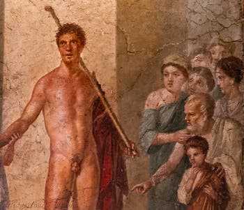 Wandgemälde Theseus, Befreier der Athener, Pompeji, Casa di Gavius Rufus, Archäologisches Museum von Neapel