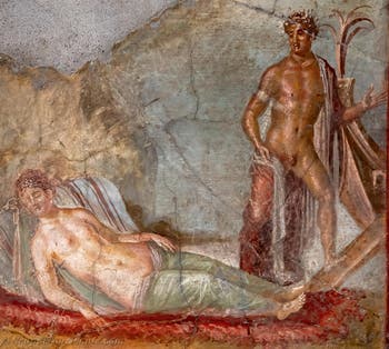 Fresko Theseus verlässt Ariadne, Pompeji, Casa dei Capitelli Colorati, Archäologisches Museum Neapel