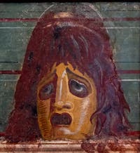 Fresko Tragische Maske, Pompeji, Insula Orientalis, Archäologisches Museum Neapel