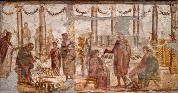 Fresque Vente d'ustensiles de cuisine et de chaussures, Pompéi, Praedia di Giulia Felice, Musée Archéologique de Naples