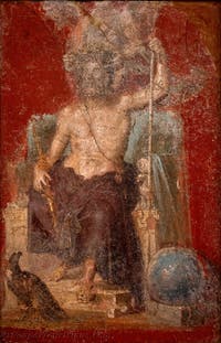 Wandgemälde Zeus auf dem Thron, Pompeji, Casa dei Dioskuren, Archäologisches Museum von Neapel
