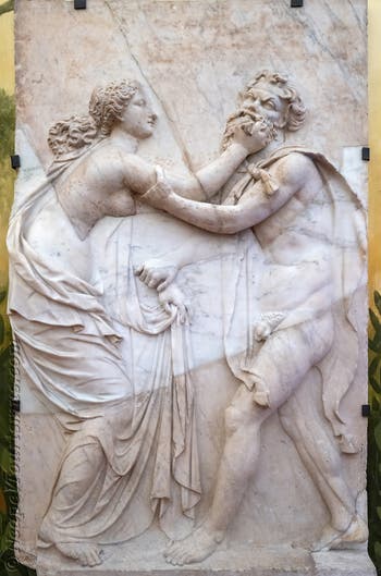 Nymphe und alter Satyr, Herculaneum, Erotisches Kabinett, Archäologisches Museum von Neapel