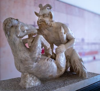 Der Gott Pan mit einer Ziege, Herculaneum, Villa dei Papiri, Erotikkabinett, Archäologisches Museum von Neapel