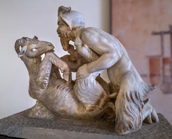 Der Gott Pan mit einer Ziege, Herculaneum, Villa dei Papiri, Erotikkabinett, Archäologisches Museum Neapel