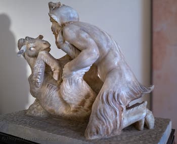 Der Gott Pan mit einer Ziege, Herculaneum, Villa dei Papiri, Erotikkabinett, Archäologisches Museum Neapel