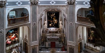 Caravaggio, die sieben Werke der Barmherzigkeit, Pio Monte della Misericordia in Neapel, Italien