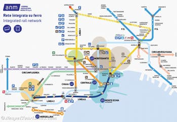 Plan der U-Bahn- und Standseilbahnlinien von Neapel in Italien